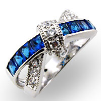 Criss Cross Sapphire Blue Crystals and Blue Luster Diamonds